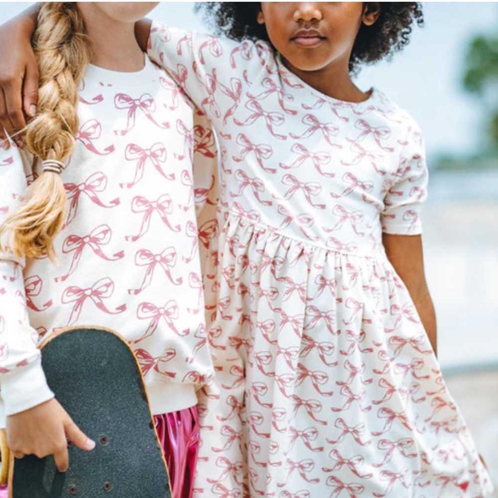 Pink Chicken organic pink bow Steph dress - size 5Y